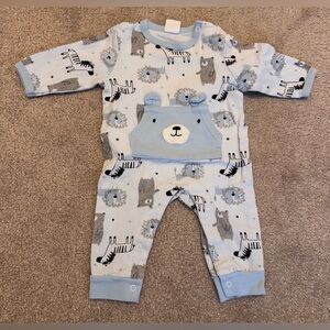 Starting Out Light Blue Animal Print Footie - 3M
